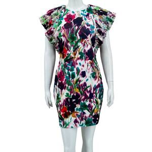 One33 Social Dress Womens 4 The Katie Mini Sheath Abstract Floral Maximalist‎